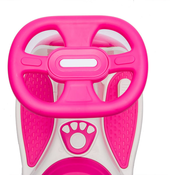 English Elm 12v Kids Ride on Wiggle Car with Dual Motors Led Wheels Bluetooth and Triangular Frame Rose Red W1578P390195