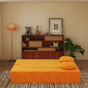 English Elm Folding Foam Futon Sofa Sleeper Twin Size Floor Lounger for Guest or Studio Use Yellow W2353P388490