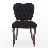 French Vintage Tufted Upholstered Dining Chairs, Set of 2 in Black - Elegant High Backrest, Comfortable Seating