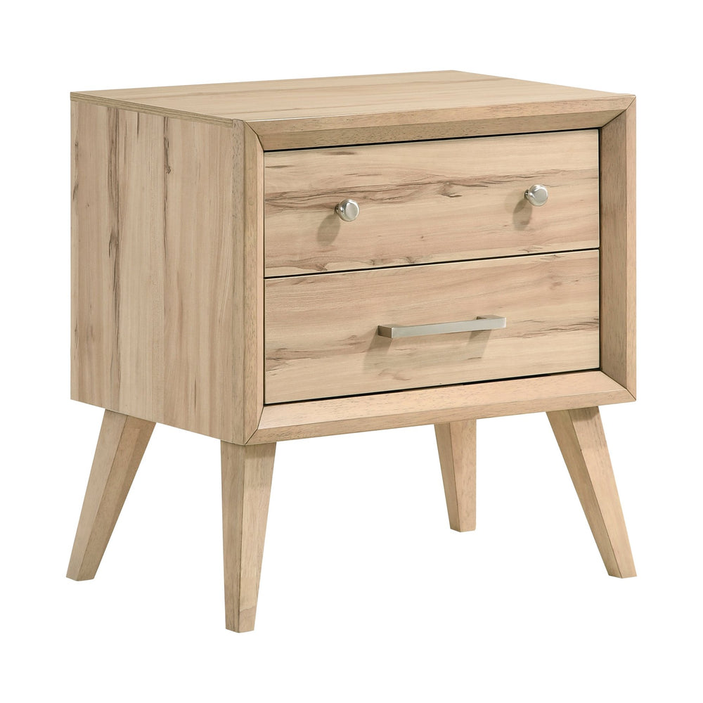 English Elm Classic Marrin Nightstand Mid-Century Modern 2-Drawer Natural Oak Melamine with Brushed Nickel Hardware, 25.5"x16.5"x26.5" B011P250503