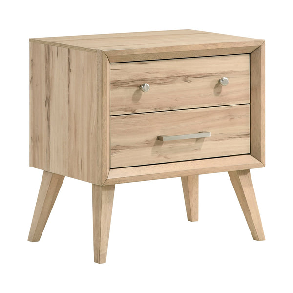 English Elm Classic Marrin Nightstand Mid-Century Modern 2-Drawer Natural Oak Melamine with Brushed Nickel Hardware, 25.5"x16.5"x26.5" B011P250503