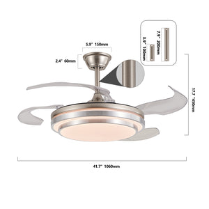 English Elm 42 Inch Modern Led Ceiling Fan With Remote, Silent Dc Motor, Retractable Blades & 6-Speed Control W2312P374995