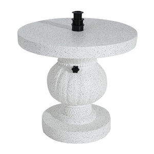 English Elm Berra Mgo Outdoor Umbrella Base Side Table Carved Leaf Marble Patio Accent N775P362775W