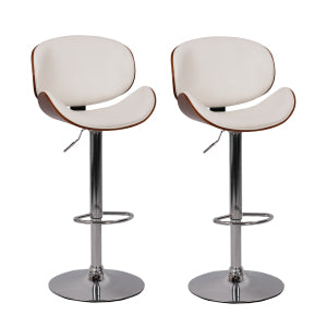 English Elm Hengming Bentwood Pu Leather Swivel Barstools Adjustable Height Kitchen Island Set W212P465193