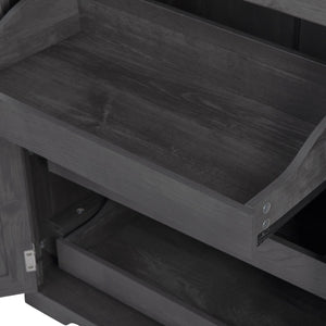 English Elm K&K 71" Tall Farmhouse Pantry Cabinet with Groove Edges, 3 Pull-Out Organizers, 6 Door Shelves Black N707P256507B