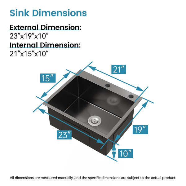 English Elm Stainless Steel Handmade Undermount Kitchen Sink Matte Black Single Bowl 304 Grade T3177P286027