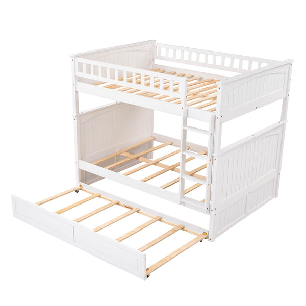 English Elm Full Over Bunk Bed with Trundle Solid Pine Wood Kids Bedroom Sleeper LT000044AAK-1