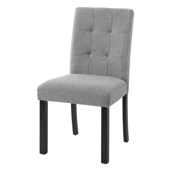 English Elm 4 Piece Modern Tufted Dining Chair Set with Rustic Linen Upholstery, Black Rubber Wood Legs, Durable Comfort and 250 lb Capacity Gray N752P317334E