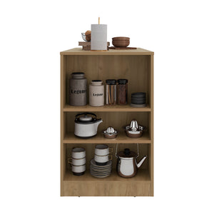 English Elm Kitchen Island Doyle with Open Side Shelves Compact Lavender Accent Prep Station B092P474486