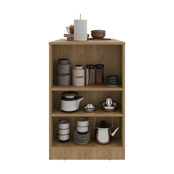 English Elm Kitchen Island Doyle with Open Side Shelves Compact Lavender Accent Prep Station B092P474486