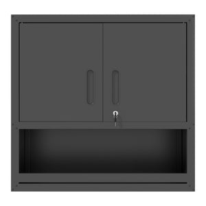 English Elm Metal Wall Mounted Steel Cabinet Locking Doors Open Drawer Garage Workshop Storage T2398P374169