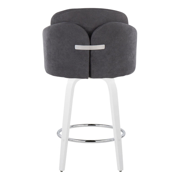 English Elm Fixed-height Swivel Counter Stools with Faux Leather Seats and Chrome Footrest Set of 2 Grey B202S01810