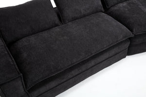 English Elm Modern Minimalist Modular Sectional Sofa - Versatile Upholstered Cloud Couch With Right Chaise In Black W2959S00012