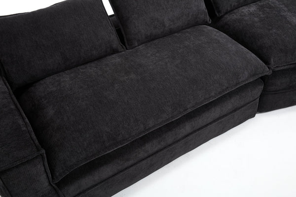 English Elm Modern Minimalist Modular Sectional Sofa - Versatile Upholstered Cloud Couch With Right Chaise In Black W2959S00012