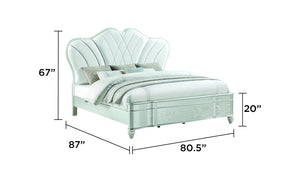 English Elm Eros Traditional Upholstered King Bed With Button-Tufted Headboard – Silver Finish & Elegant Design B009S01616