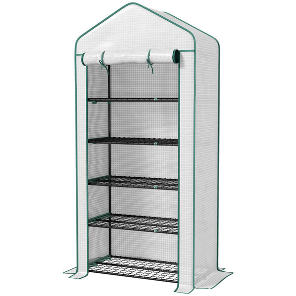 English Elm Small Portable Walk-in Greenhouse Five Shelf Uv Resistant Polyethylene Patio Cover Green,White T3971P433660
