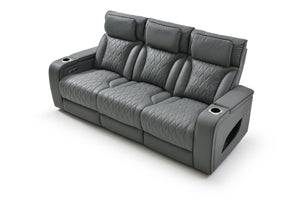 English Elm Lumin Power Reclining Home Theater Sofa with Led Lighting and Wireless Charging Pad Gray B078P497928