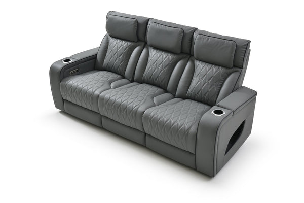 English Elm Lumin Power Reclining Home Theater Sofa with Led Lighting and Wireless Charging Pad Gray B078P497928