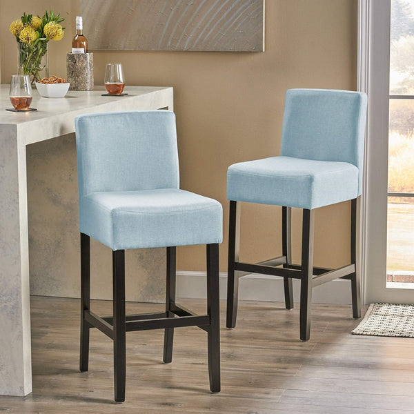 English Elm Christopher Knight Home® - [OLD 30-inch Fabric Barstool Set of 2 with Rubberwood Frame, 18x24x41.5", 250lb Capacity, Upholstered Comfort 74503.00FLBLU
