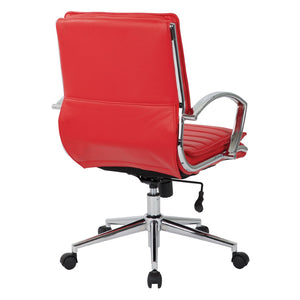 OSP Home Furnishings Mid Back Faux Leather Manager Chair with Lumbar Support and Chrome Loop Arms Red SPX23591C-U9