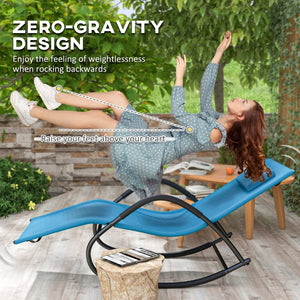 English Elm Outsunny Zero Gravity Rocking Chair – Weather-Resistant Outdoor Lounger With Adjustable Pillow & Comfort W2225P229185-GIGA