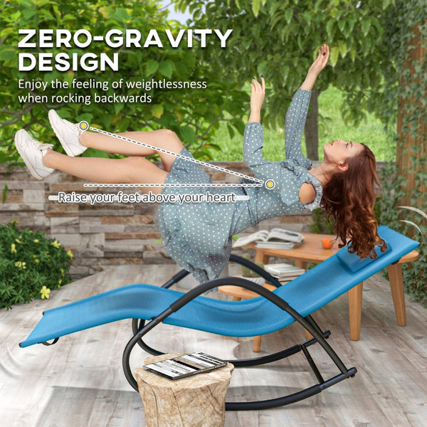 English Elm Outsunny Zero Gravity Rocking Chair – Weather-Resistant Outdoor Lounger With Adjustable Pillow & Comfort W2225P229185-GIGA