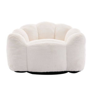 English Elm Lotus memory foam bean bag sofa with pull ring — anti-fouling faux fur, non-slip base, cozy support White W2311P357139