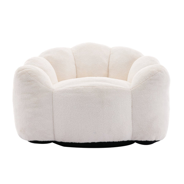 English Elm Lotus memory foam bean bag sofa with pull ring — anti-fouling faux fur, non-slip base, cozy support White W2311P357139
