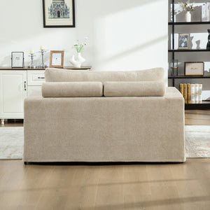 English Elm 56.3" Chenille Linen Sleeper Sofa with Pocketed Springs and Modern Metal Base W3189S00009