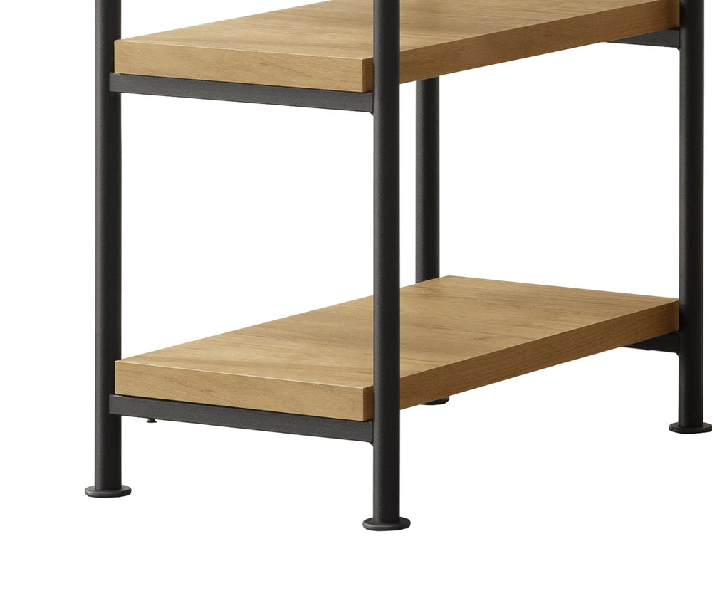 English Elm Golden Oak Desk with 4 Storage Shelves, Metal Accents & Open Space-Saving MDF Design for Home Office B2699P237457