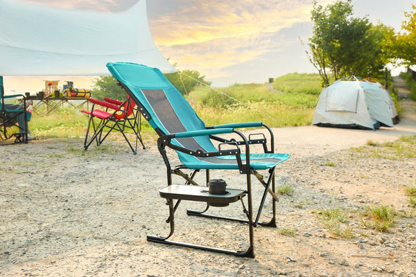 English Elm Camping Director Chair with Side Table, Cup Holder & Mesh Back, Heavy-Duty Folding Seat for Outdoor Events Blue W640P224442