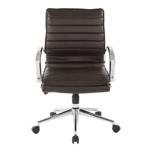 OSP Home Furnishings High Back Executive Office Chair Faux Leather Ergonomic Seat with Chrome Arms and Lumbar Support Mid SPX23591C-U1