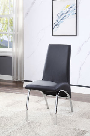 English Elm Pervis Modern Black Synthetic Leather Side Chairs Set of 2 – Padded High-Back Armless Dining Seats, Chrome Legs, 220lb Capacity B2726P345246