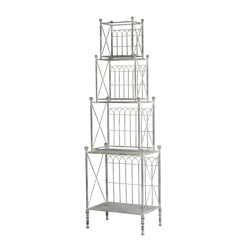 English Elm 25.5x17x80.5" Iron Etagere Three Tier Antique Shelf Twisted Rope Detail Tall Storage W2078P452902