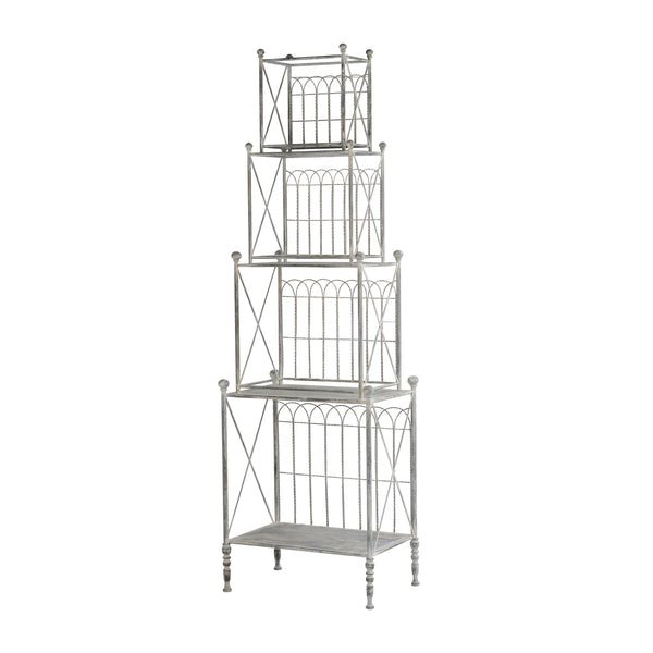 English Elm 25.5x17x80.5" Iron Etagere Three Tier Antique Shelf Twisted Rope Detail Tall Storage W2078P452902