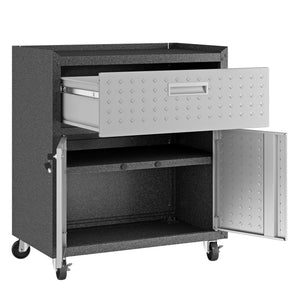 English Elm Rolling Metal Garage Cabinet with Locking Doors Diamond Texture Industrial Storage Dark Grey B365P398218