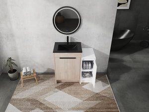 English Elm 36 Inch Freestanding Bathroom Vanity With Black Sink, Soft-Close Doors & Ample Storage Solutions W999S00303