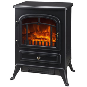 English Elm Fireplace Electric Stove Infrared Heater with 3d Flame Effect and Matte Black Metal Cabinet T3971P384172