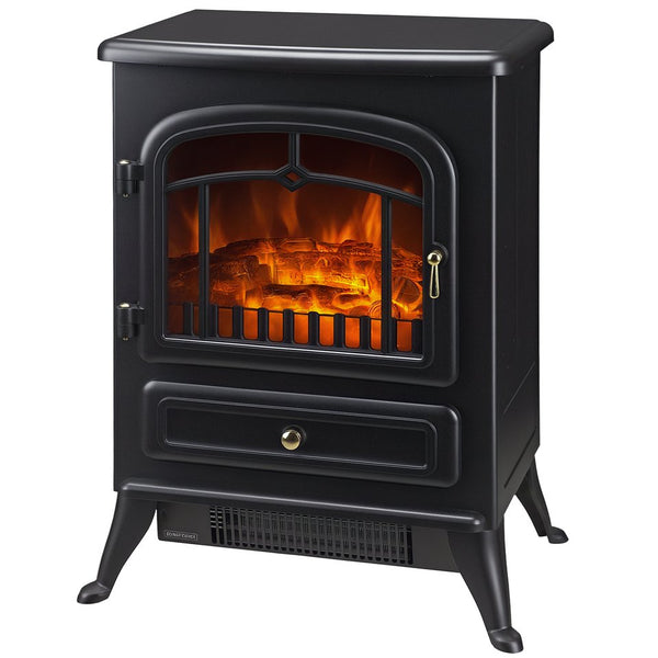 English Elm Fireplace Electric Stove Infrared Heater with 3d Flame Effect and Matte Black Metal Cabinet T3971P384172