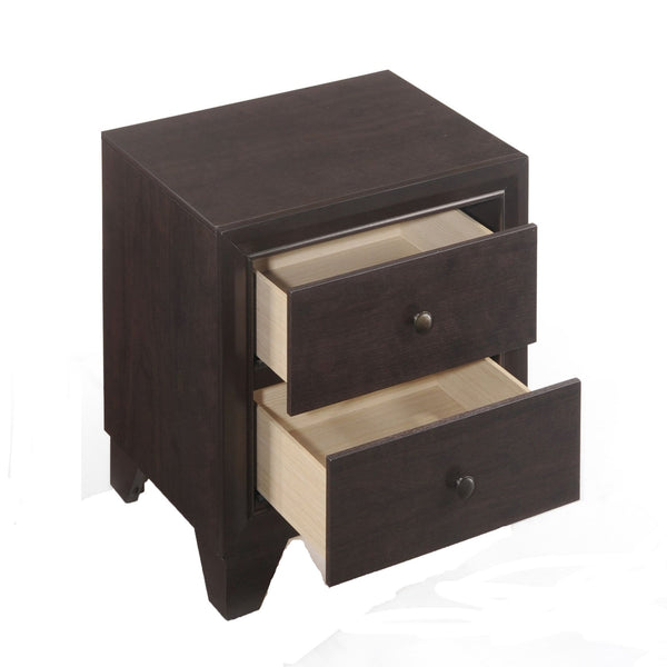 English Elm Espresso Two-Drawer Nightstand with Sturdy Wooden Legs, Warm Finish, Compact Storage for Bedroom Essentials B062P186508