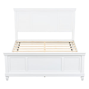 English Elm Christopher Knight Home® - Queen Solid Wood Bed Platform White Farmhouse Design, Sturdy Slats Support 800 lbs, No Box Spring Needed, Fits 8-12" Mattresses, Minimalist American Style N758Q906667K