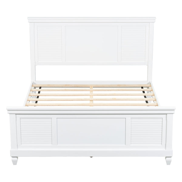 English Elm Christopher Knight Home® - Queen Solid Wood Bed Platform White Farmhouse Design, Sturdy Slats Support 800 lbs, No Box Spring Needed, Fits 8-12" Mattresses, Minimalist American Style N758Q906667K