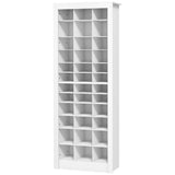 English Elm Homcom 71" Tall Shoe Rack Storage Organizer, Narrow Shoe Cabinet For Entryway With Open Cubes For 36 Pairs, White