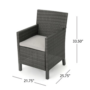 English Elm Christopher Knight Home® - CYPRESS Wicker Outdoor Dining Chair with Water-Resistant Cushion, Durable Weatherproof Patio Seating Grey 32.5 L x 23.3 W x 14 H 61562.00GRY