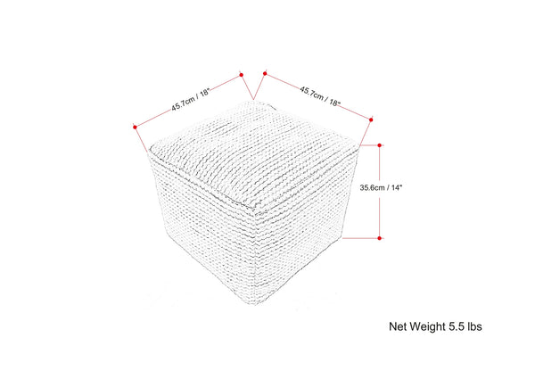 English Elm Eastmont Cream Outdoor/Indoor Pouf - 100% Recycled PET, Water & UV Resistant, Supportive Seat (18") B136P252630