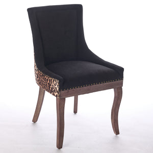 English Elm A&A Velvet Tufted Swivel Barstool with Ergonomic Back and Gold-Plated 17.7" Base, Set of 2 Leopard W1143P209903