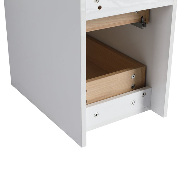 English Elm 12" Bathroom Side Cabinet - Elegant Wall-Mounted Design With 2 Soft-Close Drawers & Glossy Finish W999P312083