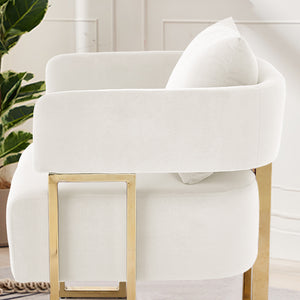 English Elm Ts Velvet Accent Chair Set of Two with Gold Metal Legs for Living Room or Office White W2311P414939