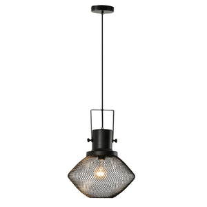 English Elm HOMCOM Industrial Pendant Light with Adjustable Chain, Black Steel Net Shade Chandelier for Kitchen, Living Room W2225P217291