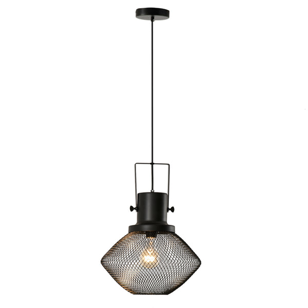 English Elm HOMCOM Industrial Pendant Light with Adjustable Chain, Black Steel Net Shade Chandelier for Kitchen, Living Room W2225P217291